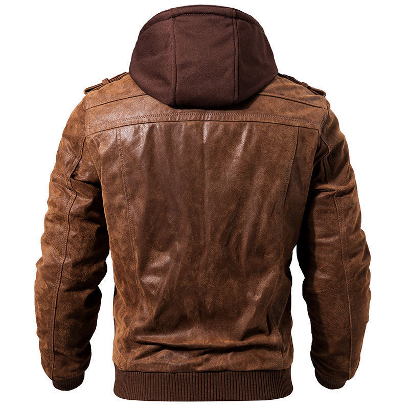 Hooded Slim-Fit Leather Jacket