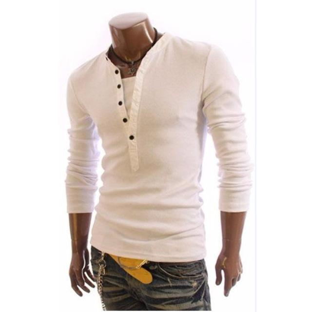 British Style Half-Button V-neck Shirt