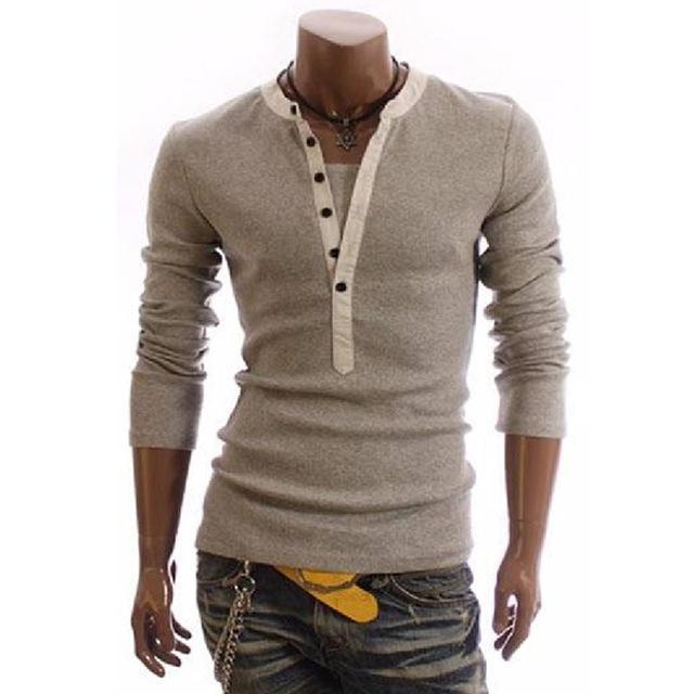 British Style Half-Button V-neck Shirt