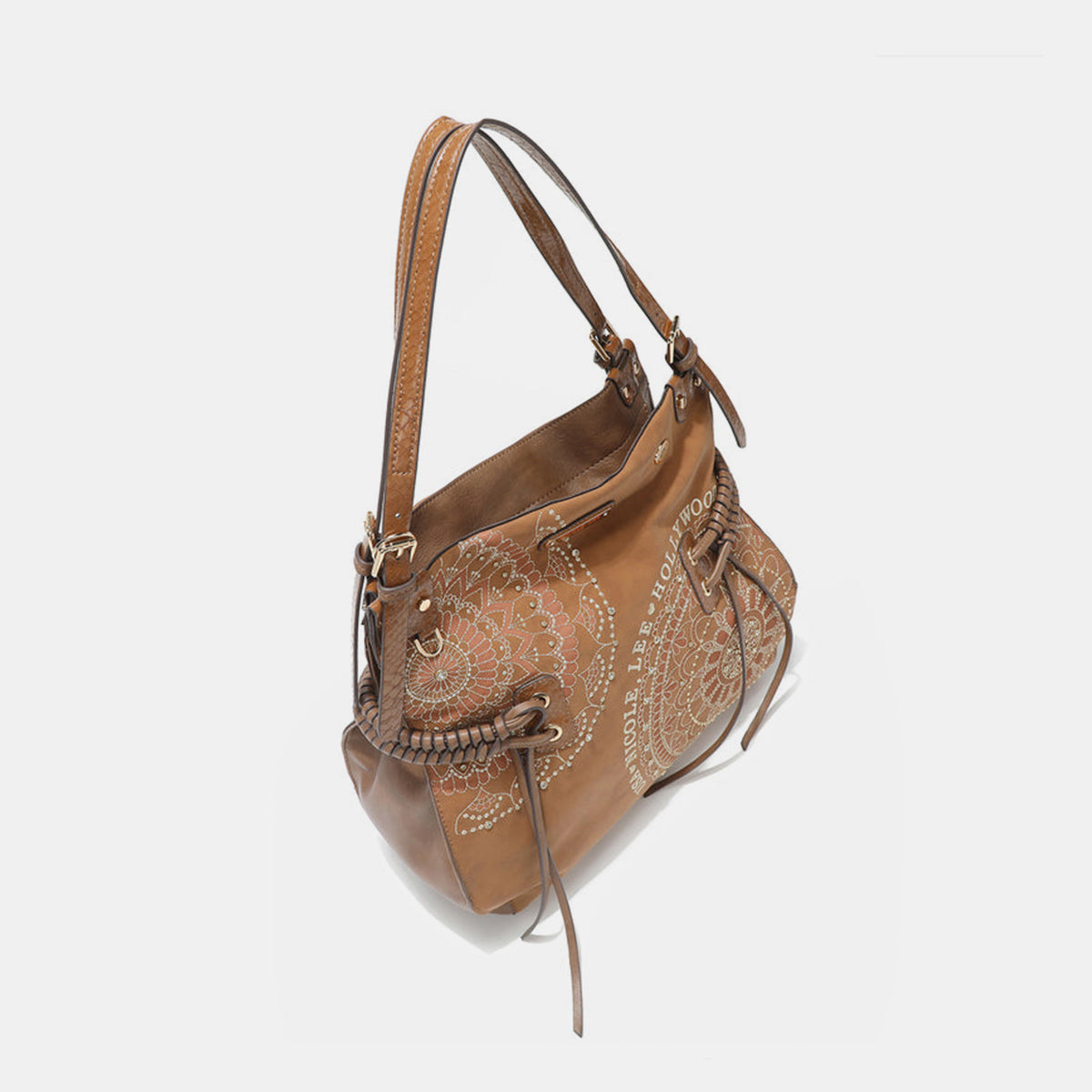 Nicole Lee Side Braided Tassel Embroidery Hobo Bag