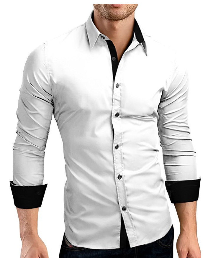 Two-Tone Slim-Fit Business Shirt