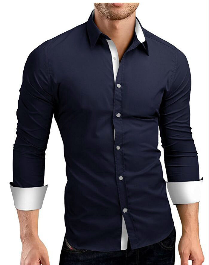 Two-Tone Slim-Fit Business Shirt