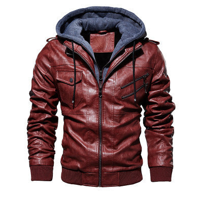 Hooded Slim-Fit Leather Jacket