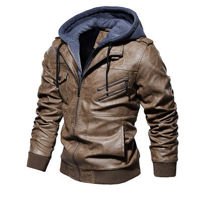 Hooded Slim-Fit Leather Jacket