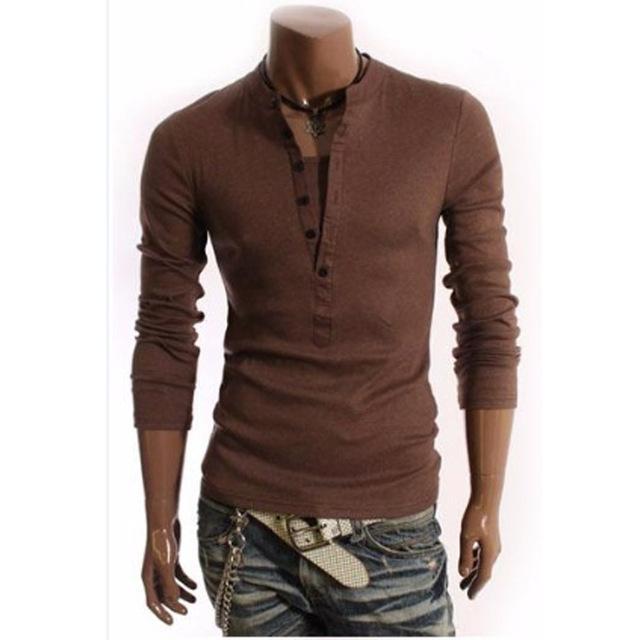 British Style Half-Button V-neck Shirt