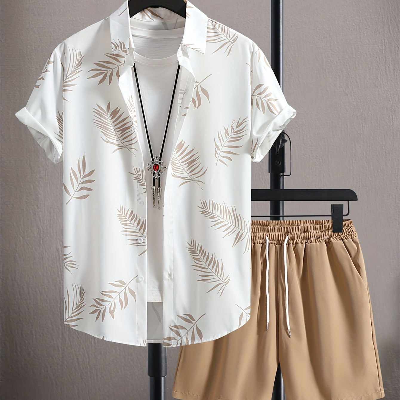 Palm Leaf Shirt & Shorts Set