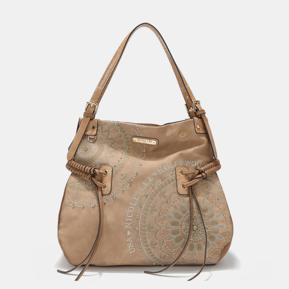 Nicole Lee Side Braided Tassel Embroidery Hobo Bag