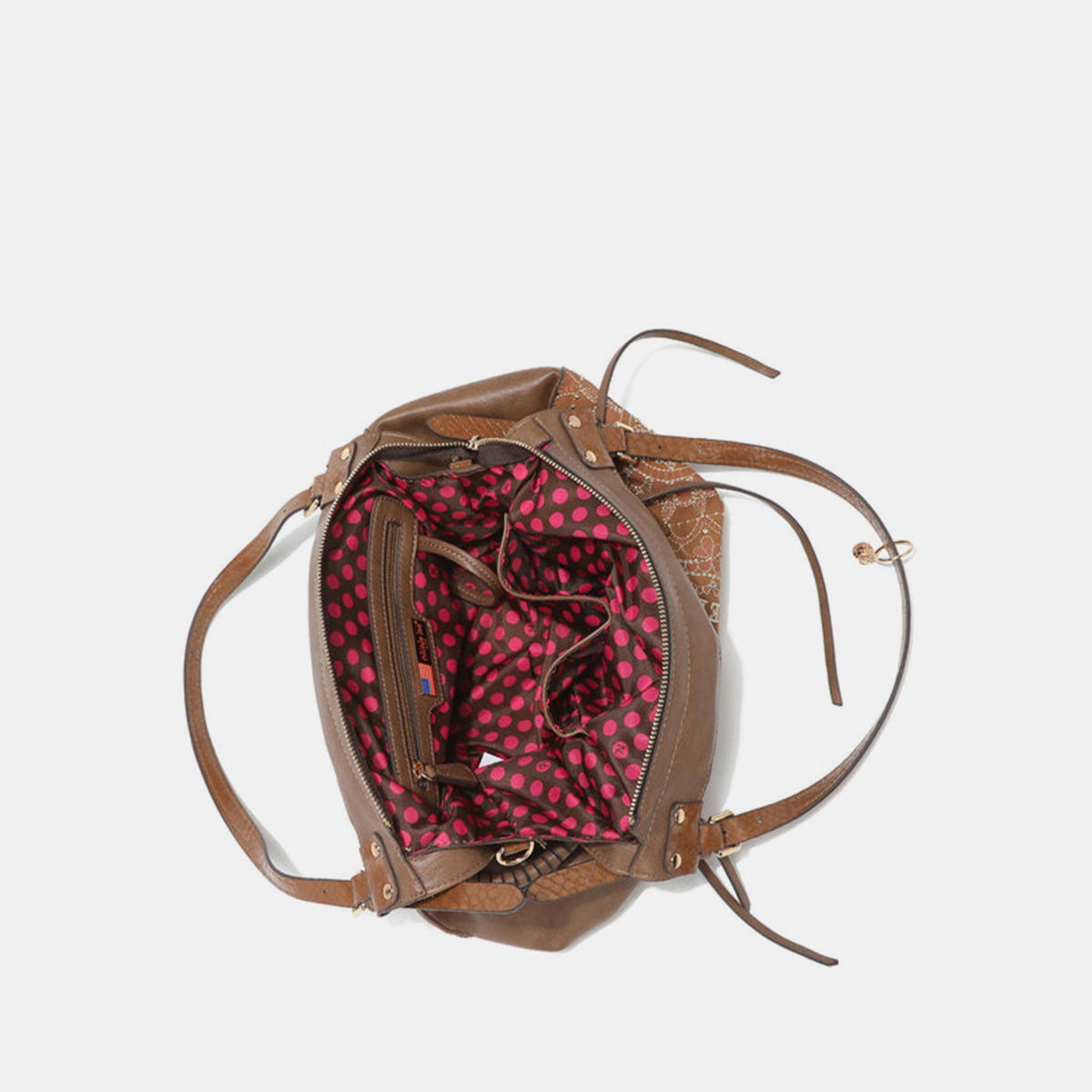 Nicole Lee Side Braided Tassel Embroidery Hobo Bag