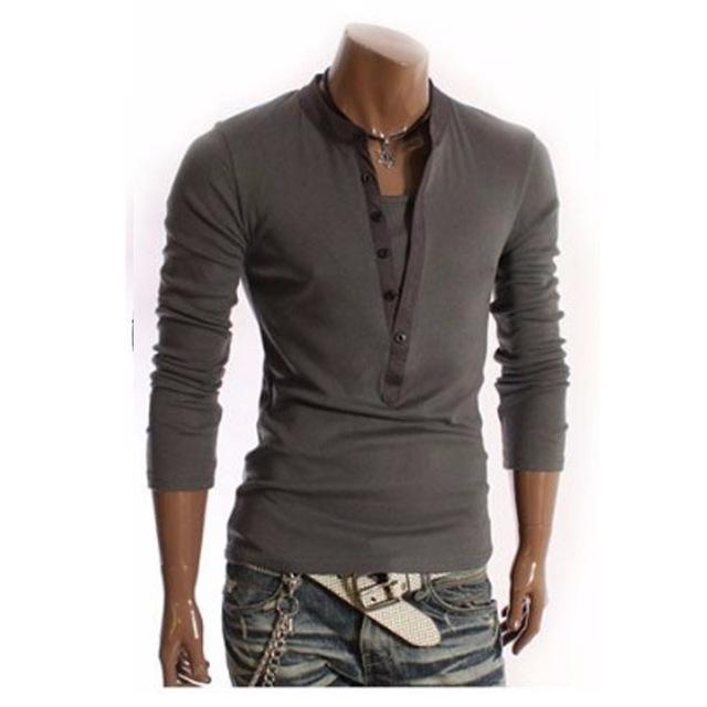 British Style Half-Button V-neck Shirt