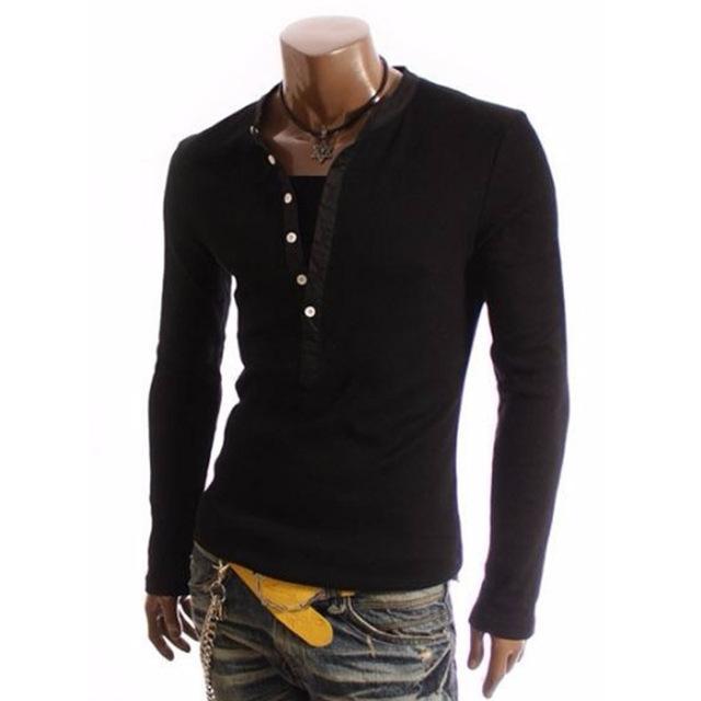 British Style Half-Button V-neck Shirt