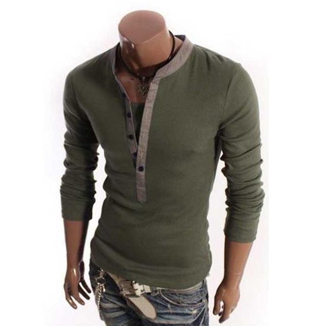 British Style Half-Button V-neck Shirt