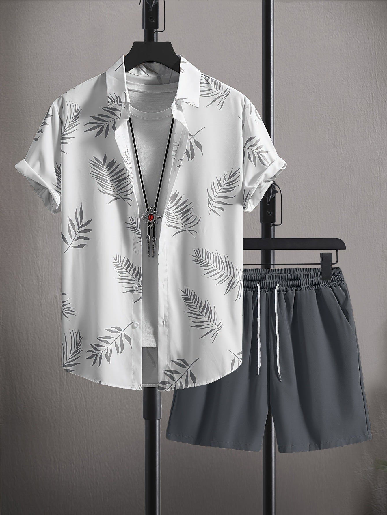 Palm Leaf Shirt & Shorts Set