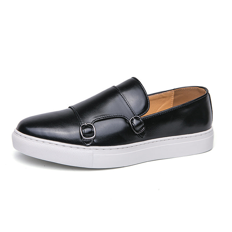 Casual Double Buckle Leather Shoes