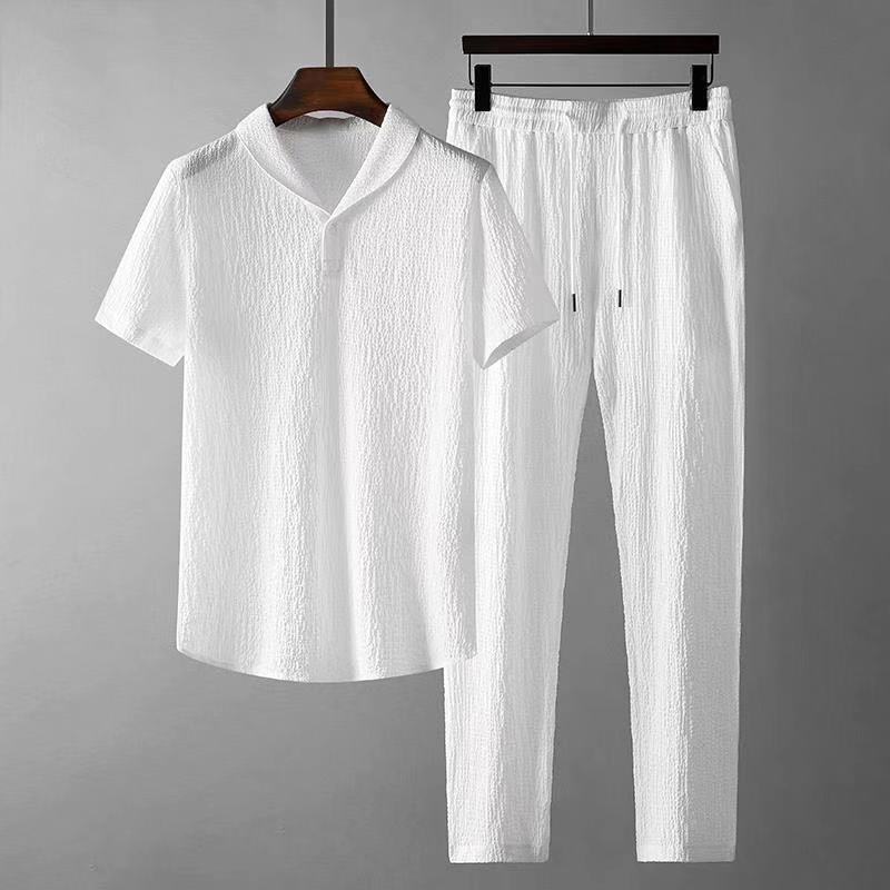 Textured Leisure Shirt & Pants Set