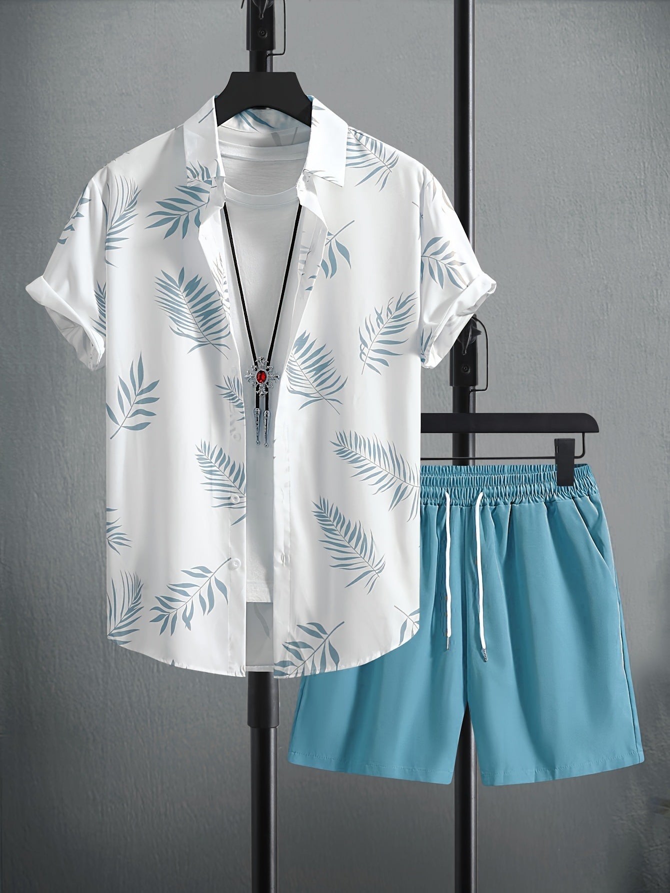 Palm Leaf Shirt & Shorts Set